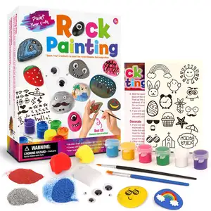 Set Lukisan Batu Anak-anak, Mainan Edukasi Buatan Tangan Kreatif DIY Batu Grafiti