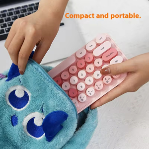 Hot Selling Wireless <b>Keyboard</b> And Mouse Set Retro Round Key Office <b>Cute</b> Compact And High Aesthetic <b>Keyboard</b> - Product Image 5