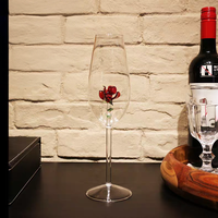 Verres à vin rouge en forme de rose 3D colorés, flûtes à champagne en forme de fleur de rose pour bar – Vente directe usine OEM/ODM