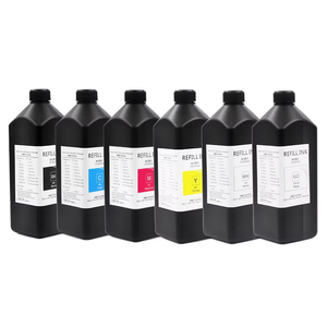 Tinta UV para cabezal de impresión Ricoh Gen 3 5I Gen5 Gen6, base LED UV, <span class=keywords><strong>Jhv</strong></span> 80, flexible, rígida, dura, Cmyk W, barniz, precio de tinta UV - Product Image 1