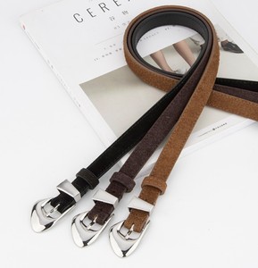 <span class=keywords><strong>Ceinture</strong></span> en cuir de vachette et <span class=keywords><strong>daim</strong></span> noir et marron vintage de haute qualité pour femmes, fine et ajustée, avec boucle, idéale pour les jeans et les robes - Product Image 2