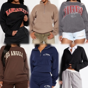 เสื้อสเวตเชิ้ตผู้หญิงถักนิตติ้งสำหรับฤดูใบไม้ร่วงและฤดูหนาว ผ้าโพลีเอสเตอร์/คอตตอน ทรงหลวม ใส่สบาย อุ่น นุ่ม สีพื้น ขายส่ง - Product Image 1