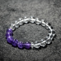 Bracelet en perles de cristal de guérison spirituelle pour femmes, en améthyste naturelle et quartz clair, fait main, vente en gros, bijoux personnalisés en pierres précieuses DIY