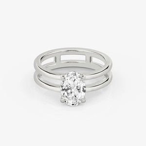 Anillo de Diamante Cultivado en Laboratorio para Mujer, Corte Ovalado, Doble Banda, 1CT, VVS, Certificado IGI, Joyería de Lujo al por Mayor SGARIT - Product Image 1