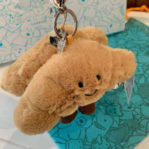 Sencaiクロワッサンキーチェーンバッグ携帯電話チャームぬいぐるみぬいぐるみパンクロワッサンキーチャイ - Product Image 4