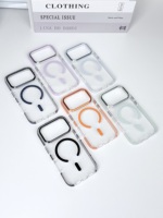 Coque Magnétique Transparente de Luxe Personnalisable avec Logo pour iPhone 18 17, Couleurs Contrastées, Anti-chute, Hybride PC TPU, Protection Arrière Antichoc, Lentille Métallique