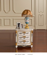 JS Luxuriöses Kingsize-Schlafzimmer-Set im Europäischen Stil, Neuestes Antikes Modisches Grau-Gold-Schlafzimmer-Set