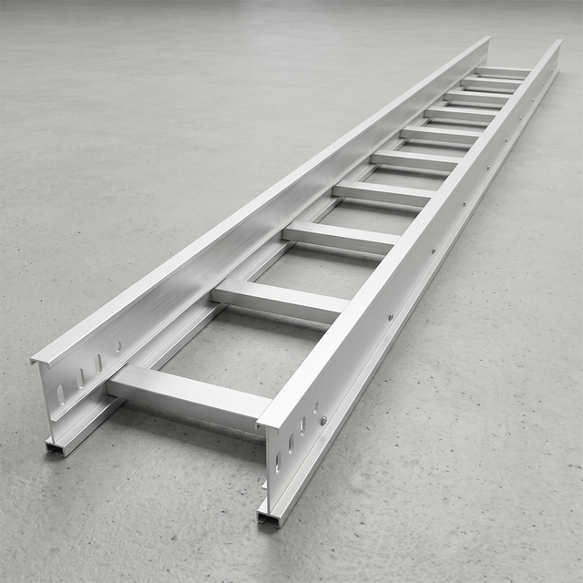 Aluminum Alloy Metal Ladder Cable Tray Lightweight Long Span With Peaked Cover for Rooftop Solar Telecom Power Routes