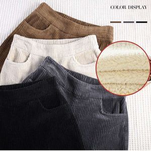 Women's Winter Corduroy Long <strong>Harem</strong> <strong>Pants</strong> High Waist Elastic Waist Closure Slim Fit Skinny Leg with Plush Pocket Warm Stylish - Product Image 5