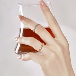 Dylam Fashion Women Fine Jewelry S925 <b>Silver</b> 18K Gold Plated Diamond Chain Heart Minimalist <b>Adjustable</b> 5A CZ Cubic Zirconia <b>Ring</b> - Product Image 4