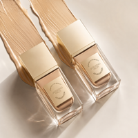 Botol Kemasan Pompa Krim Foundation Cair 30ml Kosmetik Kaca Kosong Bentuk Persegi Kustom Mewah