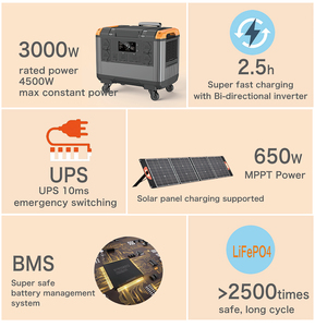 Centrale électrique portable PWEITE avec prises EU, US, UK, 220V, 110V, 3000W, 2000W, 1000W, 1200W, générateur solaire LiFePO4 pour la maison, la sauvegarde et le camping - Product Image 5