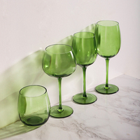 Groothandel Aanpasbare Handgeblazen Kristal Rode Wijn Glazen Groene Vintage Beker Voor Restaurant Hotel Feest