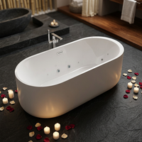 Baignoire autoportante en acrylique blanc mat écologique, vente directe usine Foshan, personnalisable pour projets, avec fonction massage