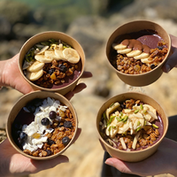 Bol d'açai alimentaire en papier kraft à emporter avec impression personnalisée et vente en gros avec couvercle
