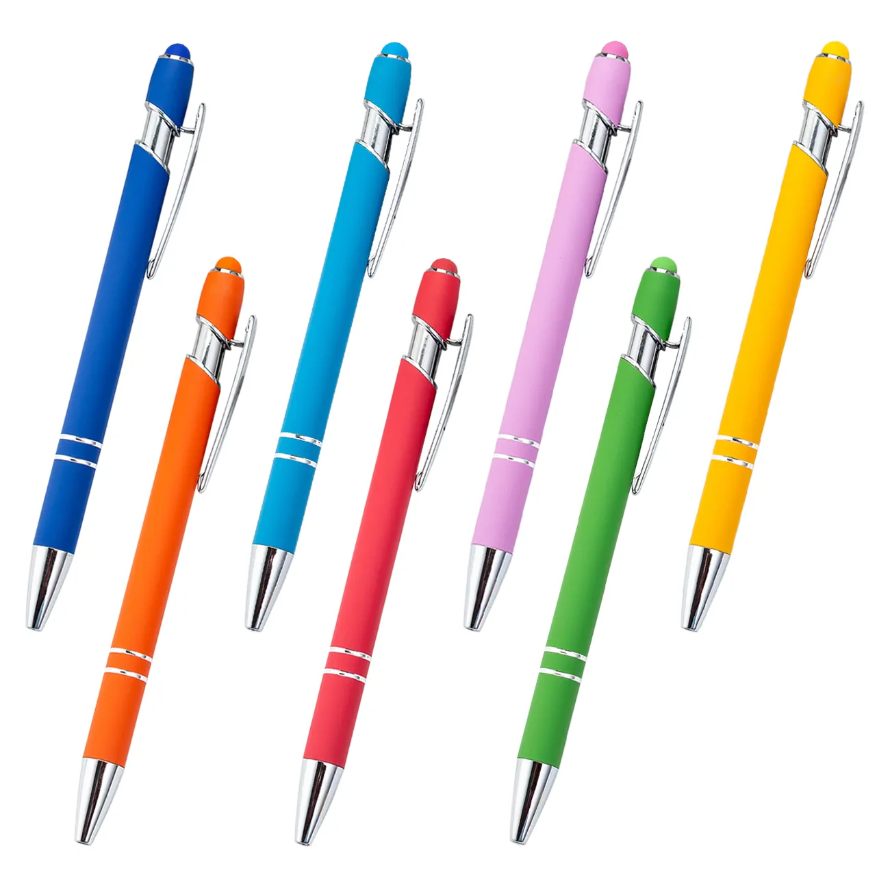 Мягкая резиновая ручка, алюминиевая металлическая емкостная шариковая ручка с индивидуальным логотипом, ручка для мобильного планшета, стилус, ручка для сенсорного экрана 2 в 1