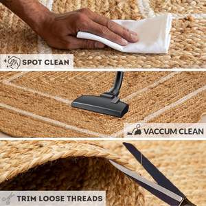 White Boho Home Decor Jute <b>Rug</b> Solid Pattern Vintage Farmhouse Natural Fiber Handmade Wave <b>Scallop</b> - Product Image 6