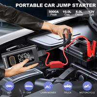Batterie externe multifonctionnelle 4 en 1 portable 6000 mAh avec pompe à air, compresseur d'air, gonfleur de pneus et démarreur de voiture
