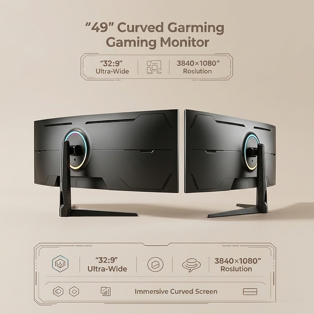 49 Inch 32:9 Super UltraWide 144Hz Curved Monitor 1ms HDR Dual QHD Sim Racing Gamer PC Desktop Wholesales Gaming Monitor Screen