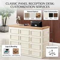 Bureau d'accueil moderne en bois de luxe, écologique, durable, table de service haut de gamme pour hôtel, entreprise