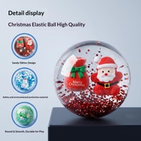 Balle anti-stress de Noël en TPR, transparente, à paillettes, élastique, faite à la main, avec sable mouvant et effet boule de cristal