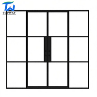 Porte en fer forgé de style français minimaliste moderne noire sur mesure, forme arquée, double entrée