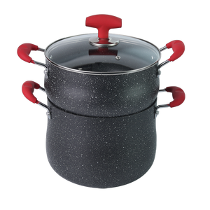 Batterie de cuisine best-seller : Ensemble de casseroles à <span class=keywords><strong>couscous</strong></span> double paroi antiadhésives de 18-24 cm avec cuiseur vapeur en bambou et couvercle en verre - Product Image 5