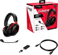 HyperX Cloud 3 77Z46AA 77Z45AA Merah Hitam Headset Gaming Nirkabel Headset Gaming PC Earphone Gaming Headset dengan Mikrofon