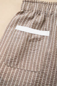 Dear-Lover Venta al por mayor Mujeres Brown Stripe Cordón Cargo Casual Jogger Pantalones con bolsillos - Product Image 4