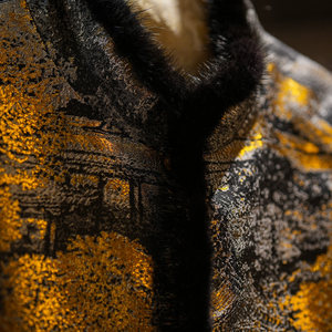 Gilet chaud doublé polaire grande taille pour femme, style chinois haut de gamme, en fourrure de vison et soie de mûrier, brocart Song, référence 5637 - Product Image 3