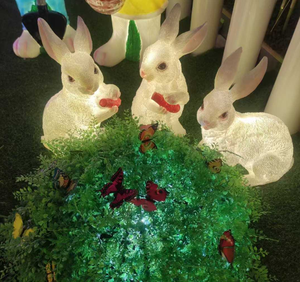 Escultura de conejo 3D de fibra de vidrio con luz LED para decoración de jardín, parque y paisaje en exteriores para días festivos - Product Image 1