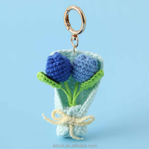 Creatieve Gehaakte Tulpenboeket Sleutelhanger Schattig Decoratief Object Voor Schooltassen Bruiloft En Jubileum Art Deco Stijl Hanger - Product Image 3
