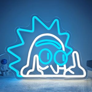 Enseigne néon LED Anime Rick, luminaire mural à intensité variable pour chambre à coucher, cave des hommes, chambre de garçons, bar, fête - Product Image 1