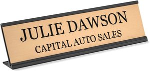 Plaques de nom de bureau personnalisées en métal avec gravure au laser, texte, mur de bureau avec support en aluminium - Product Image 2