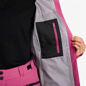 Conjunto de chaqueta y pantalones deportivos de poliéster Rosa personalizado para mujer, prendas de vestir informales sólidas con cuello levantado para la temporada de otoño - Product Image 3