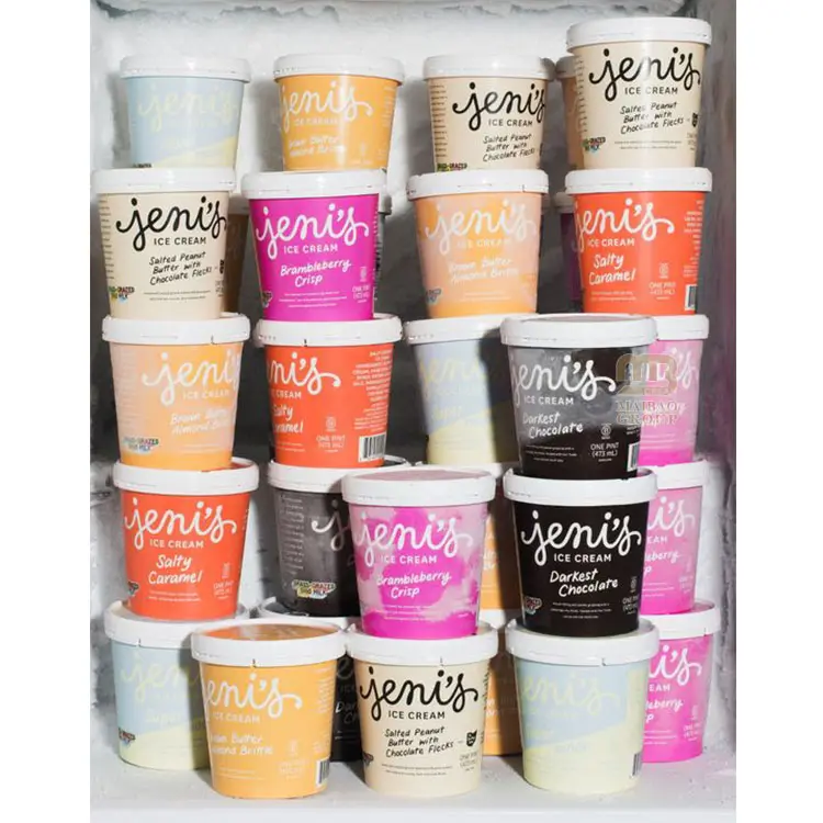 Paquete de helado de grado alimenticio, 100ml, 150ml, 500ml, impreso personalizado, 3oz, 5oz, 8oz, 16oz, vasos de papel de helado con tapa