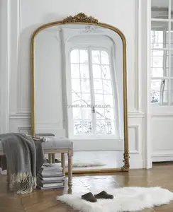 Cadre de miroir européen en résine pleine longueur, grand miroir de sol en bois doré Antique