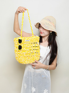 Borsa Tote in Rafia Intrecciata a Mano da Donna, Grande Capacità, Stile Ins, Borsa a Spalla Singola, Ampio Spazio Contenitivo, Accessorio per l'Estate al Mare - Product Image 1