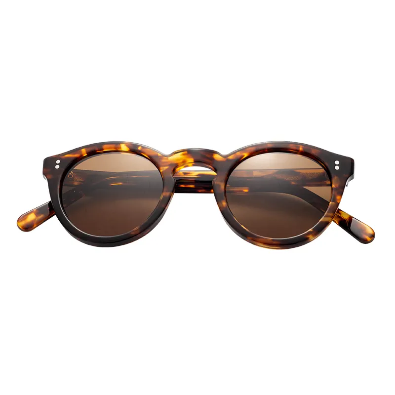 Retro Round Mazzucchelli Custom Logo Cellulose Acetate Frame Polarized Sunglasses