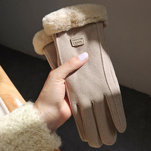 Gants d'hiver chauds pour femmes, mitaines en fourrure à doigts complets, coupe-vent pour la conduite - Product Image 2