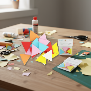 Triangles en bois Ilan 4,0 cm x 0,3 cm, 12 pièces, formes artisanales multicolores - Product Image 2