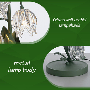 Lampe de table réglable en forme de fleur de cristal, E27 LED, commande par interrupteur, lumière blanche chaude douce, col flexible, abat-jour en verre noir, lampe en bois - Product Image 6