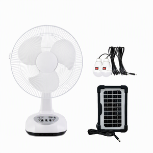 12 Inch Rechargeable Table <b>Fan</b> With Solar Panel USB Output LED Night Light - Product Image 2