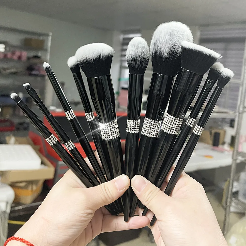 b10165 Free Sample Makeup Brushes/Pink Crystal Handle Makeup Brush Set/Custom Logo Make Up Brushes 10pcs brush set
