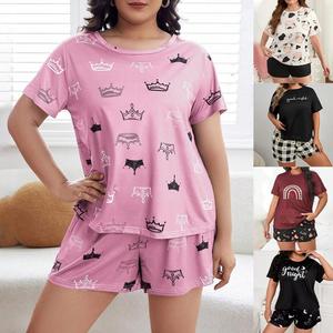 Pantaloncini pigiama completo rosso e nero nuova t-shirt larga e pantaloncini più un completo <span class=keywords><strong>da</strong></span> <span class=keywords><strong>casa</strong></span> a grandezza naturale - Product Image 1