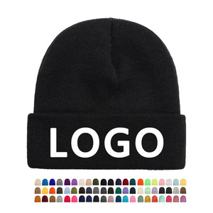 Winter Unisex Knitted Hat Soft Material Toque Beanies Embroidered Patch Cuff Beanie Custom Logo Knit Beanie Hat