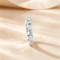 Nouvelle bague en argent S925 avec diamant carré long et diamant cercle complet, bague tendance pour femme, bague de fiançailles haut de gamme pour le quotidien