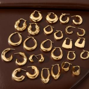 Aros de Metal Color Dorado, Resistentes al Deslustre, Joyería Personalizada al por Mayor, Acero Inoxidable, Impermeables, para Uso Diario de Mujeres - Product Image 3