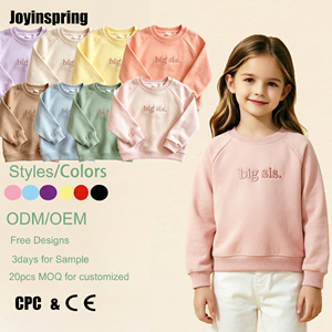 Pull-over en coton doux de qualité supérieure pour filles, col rond, manches raglan longues, avec broderie tendance, idéal pour l'école et les loisirs quotidiens. - Product Image 1