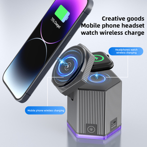 ที่ชาร์จไร้สายแม่เหล็กแบบเร็ว 3-in-1 15W สำหรับโทรศัพท์มือถือ iPhone หูฟัง นาฬิกาอัจฉริยะ พร้อม PD และสำหรับ - Product Image 4